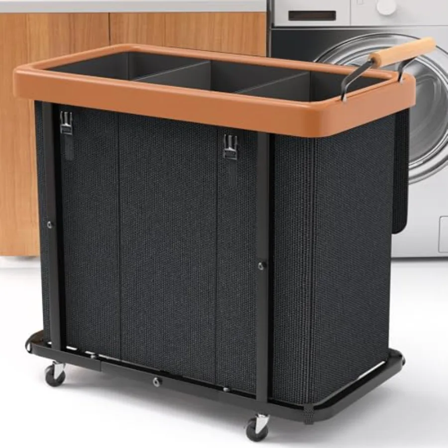 230L Extra Large 3-Section Laundry Sorter with Lid Rolling Hamper with Handle Sturdy Metal Frame for Home Hotel or Laundry Room
230L Extra Large 3-Section Laundry Sorter with Lid Rolling Hamper with Handle Sturdy Metal Frame for Home Hotel or Laundry Room