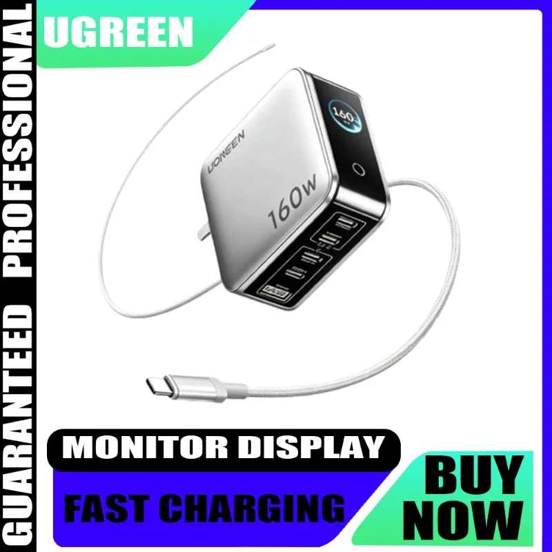 UGREEN 160W GaN Fast Charger with Monitor Display 5-Port USB-C PD QC 140W Max for Laptop Tablet Phone Travel Desktop Charging
UGREEN 160W GaN Fast Charger with Monitor Display 5-Port USB-C PD QC 140W Max for Laptop Tablet Phone Travel Desktop Charging