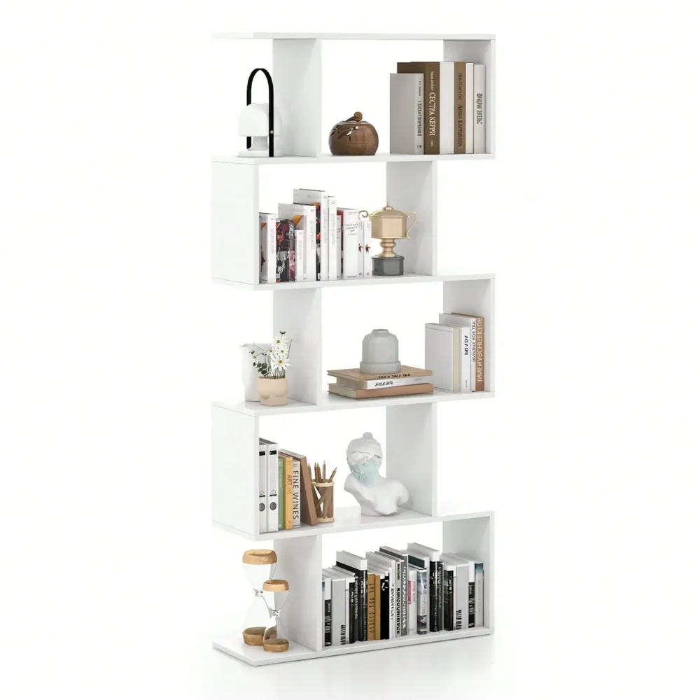 5Tier Bookshelf Geometric SShaped Bookcase Room Divider Storage Display Shelf
5Tier Bookshelf Geometric SShaped Bookcase Room Divider Storage Display Shelf