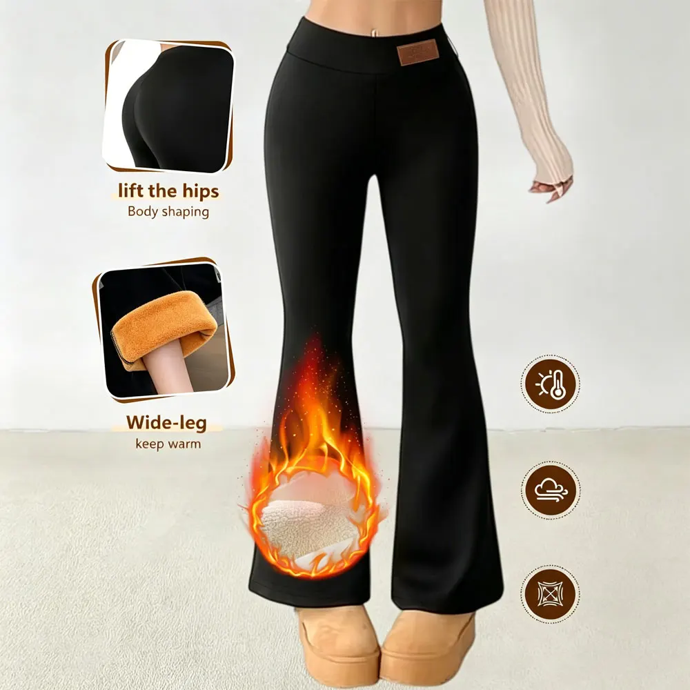 Winter Fleece Lined Flared Pants For Womens Sports Ski Trousers Boot Cut Wide Leg Fashion Sweatpants Thick Warm elegant Clothes
Winter Fleece Lined Flared Pants For Womens Sports Ski Trousers Boot Cut Wide Leg Fashion Sweatpants Thick Warm elegant Clothes