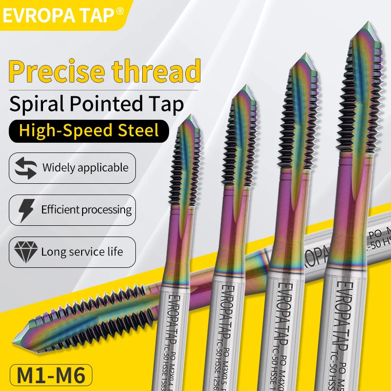 EVROPA Tap Set (8PCS) M1 M1.2 M1.6 M2 M3 M4 M5 M6 HSSE Spiral Pointed Screw Thread Tap Drill Bit Kit Hand Tool
EVROPA Tap Set (8PCS) M1 M1.2 M1.6 M2 M3 M4 M5 M6 HSSE Spiral Pointed Screw Thread Tap Drill Bit Kit Hand Tool