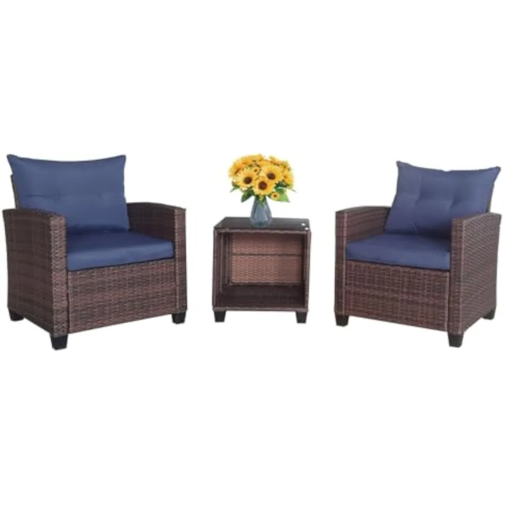 3 Pieces Patio Furniture Set, PE Rattan Wicker Conversation Set with 2 Outdoor Chairs and Tempered Glass Table, Weather Resistan
3 Pieces Patio Furniture Set, PE Rattan Wicker Conversation Set with 2 Outdoor Chairs and Tempered Glass Table, Weather Resistan