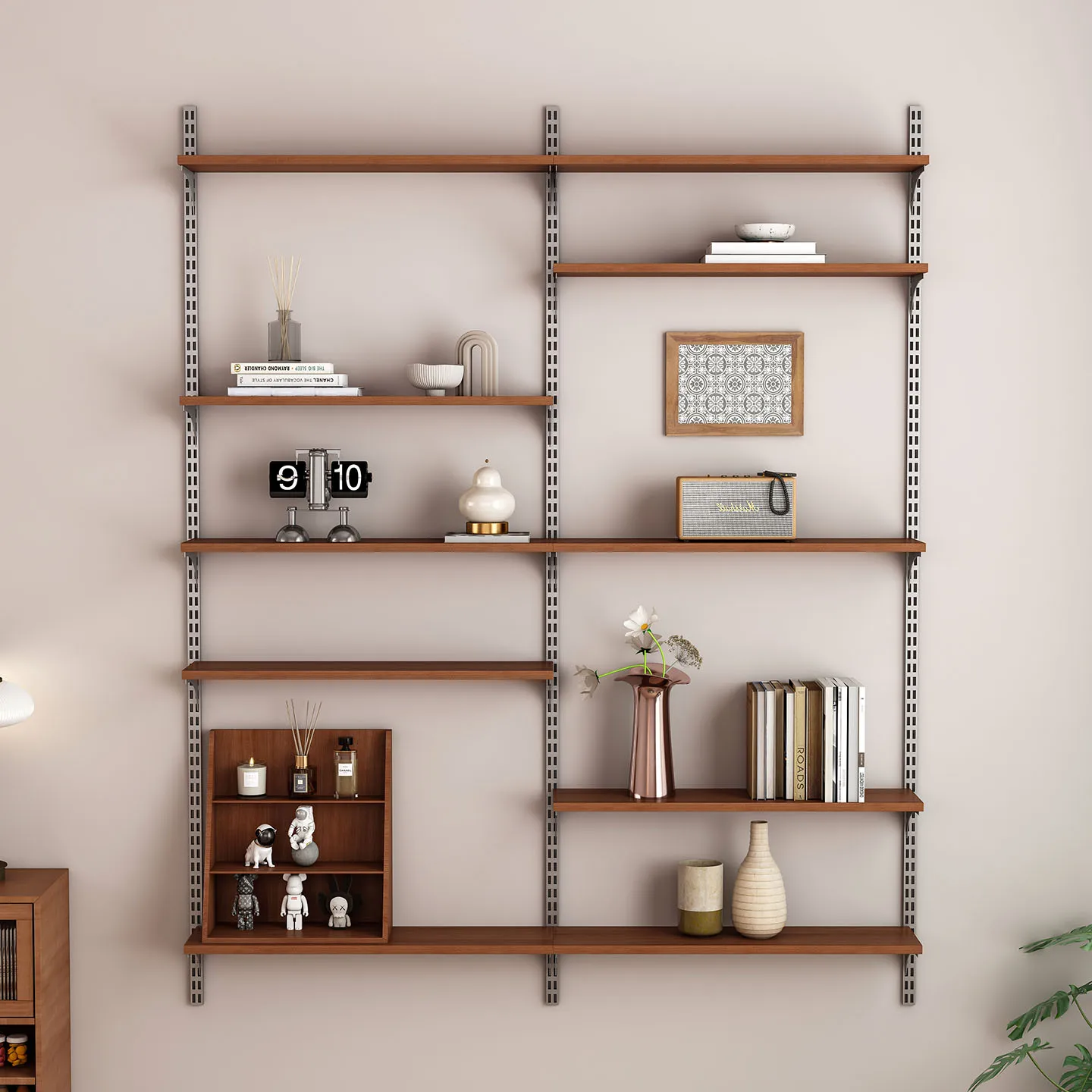 Medieval style wall shelf living room wall-mounted solid wood baffle adjustable wall suspended track bookshelf
Medieval style wall shelf living room wall-mounted solid wood baffle adjustable wall suspended track bookshelf