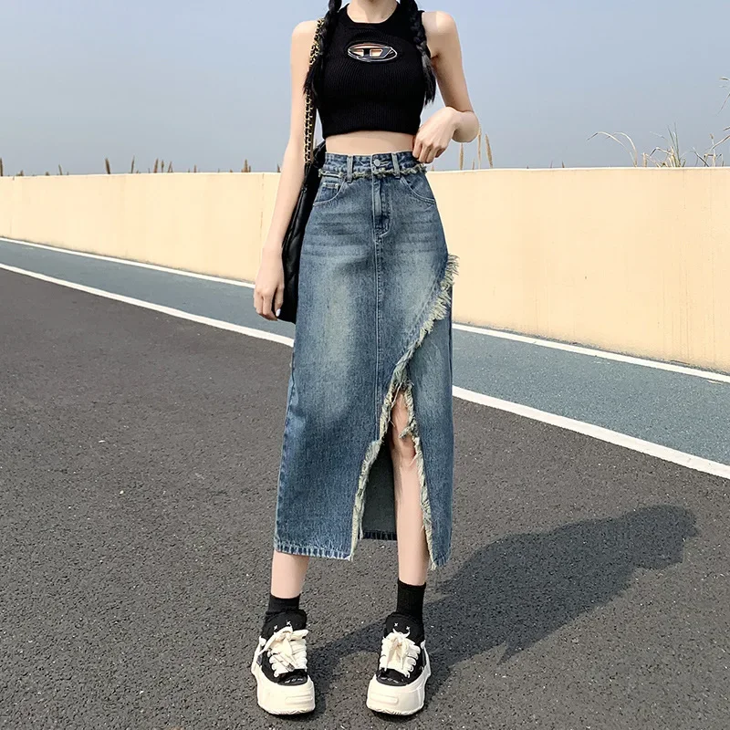 Pop Fashionable Denim Skirt For Women High-waisted A- Line Hip Covering Long Dress Casual Style Perfect For Summer 2024
Pop Fashionable Denim Skirt For Women High-waisted A- Line Hip Covering Long Dress Casual Style Perfect For Summer 2024