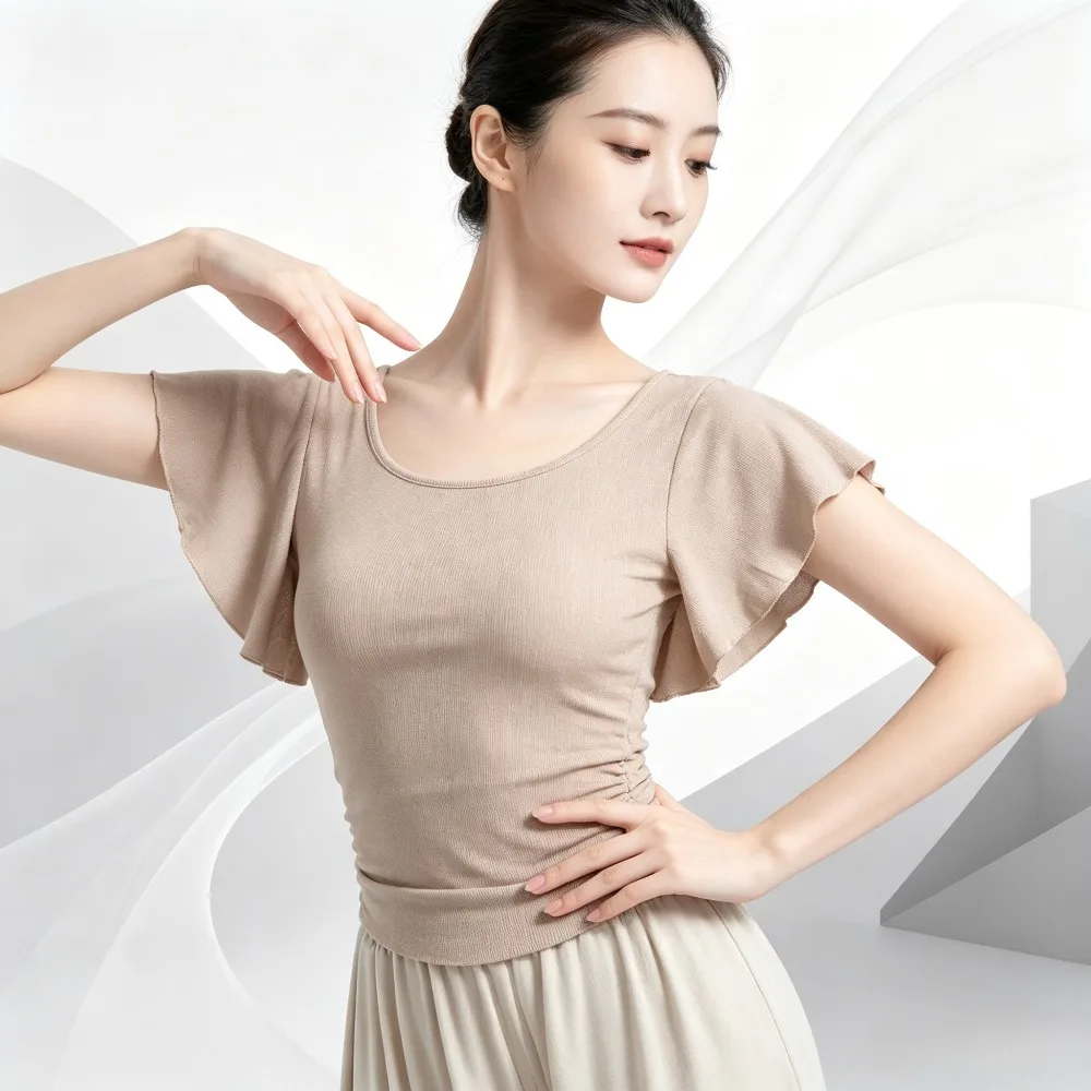 Ladies Skinny Short Sleeve Latin Dancewear Top Back Cutout Modern Dance Blouse For Adult Latin Competition Training Stage Show
Ladies Skinny Short Sleeve Latin Dancewear Top Back Cutout Modern Dance Blouse For Adult Latin Competition Training Stage Show