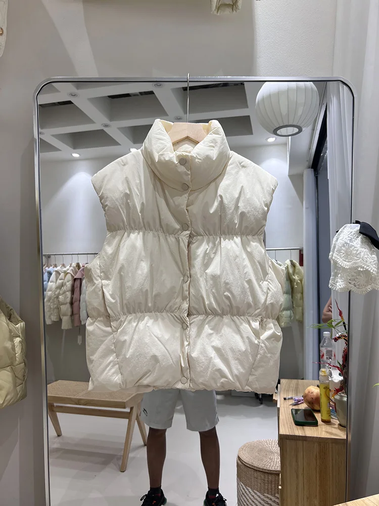 Korean version loose fit white duck down coat trendy 2025 winter new women's short style stand collar versatile vest
Korean version loose fit white duck down coat trendy 2025 winter new women's short style stand collar versatile vest