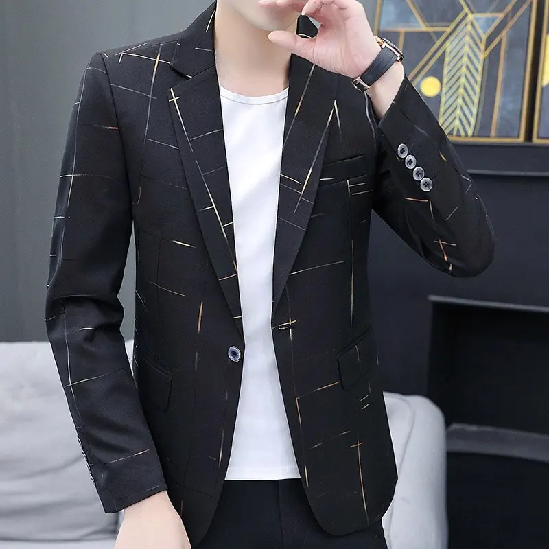 New Faionable Men's Fce Lined Casual Suit Jaet Sli Versatile Spring Autumn Outerwear Ele Striped Pattern
New Faionable Men's Fce Lined Casual Suit Jaet Sli Versatile Spring Autumn Outerwear Ele Striped Pattern