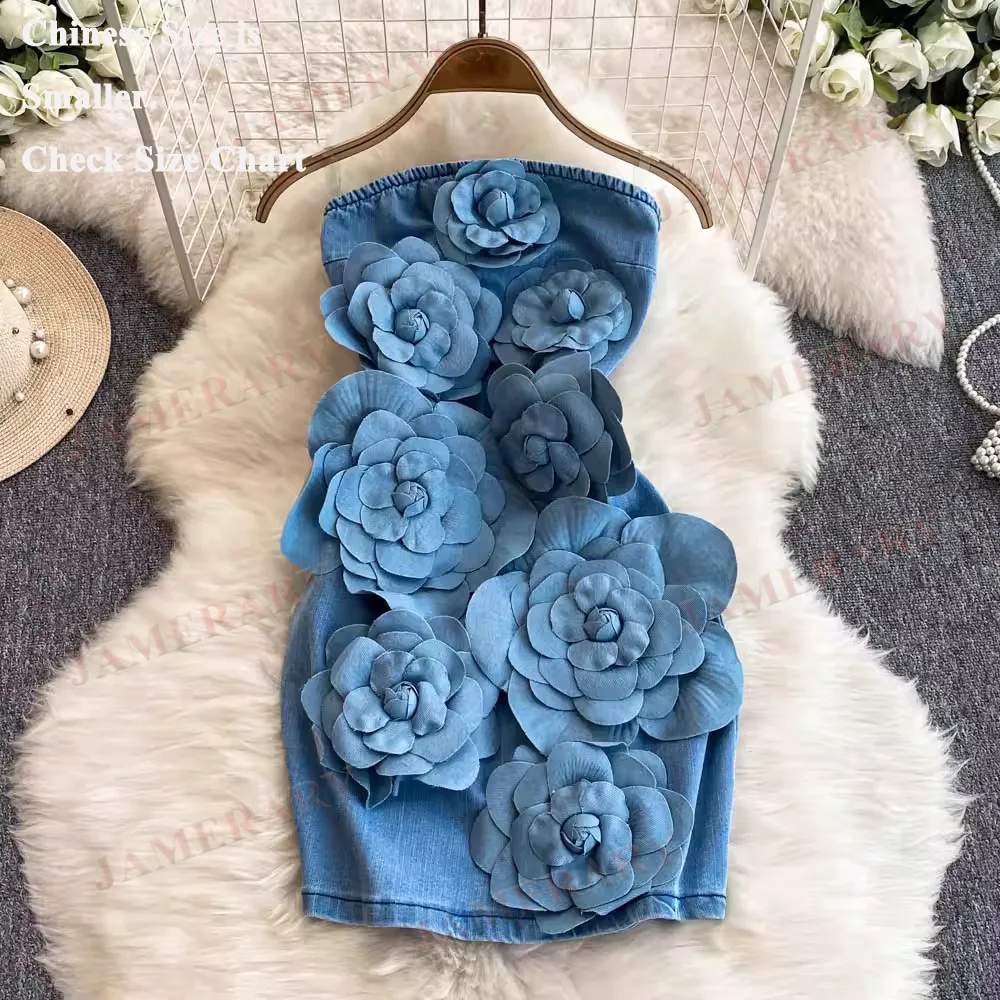 Quality Summere 3D Flower Denim Dress Women Sleeveless Backless Corset Mini Dresses Jeans Club Wear Vacation Beach Vestidos
Quality Summere 3D Flower Denim Dress Women Sleeveless Backless Corset Mini Dresses Jeans Club Wear Vacation Beach Vestidos