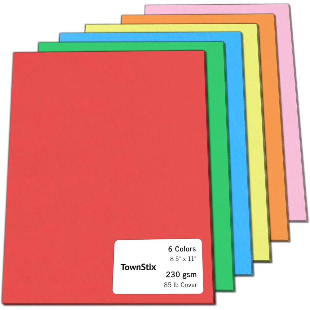 24 Pieces, 85 lb (230 gsm) - Colored Cardstock, 6 Assorted Colors - Laser and Inkjet Printing, 8.5 x 11 inches
24 Pieces, 85 lb (230 gsm) - Colored Cardstock, 6 Assorted Colors - Laser and Inkjet Printing, 8.5 x 11 inches