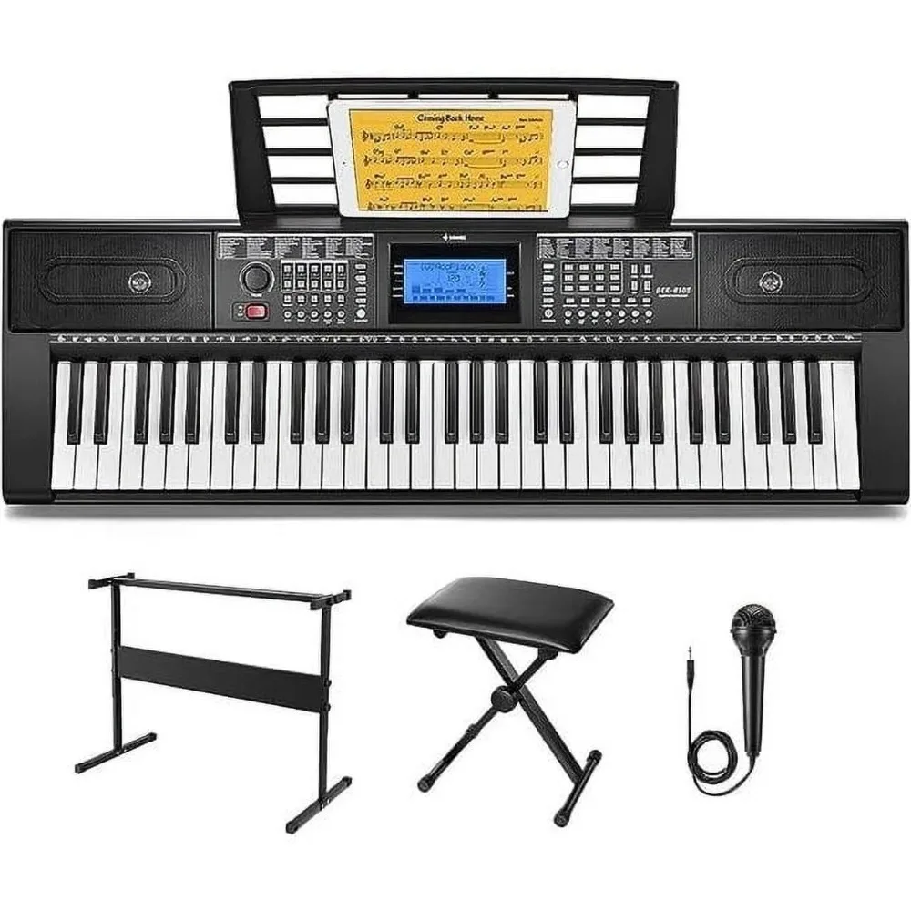 Upgraded 61 Key Piano Keyboard, Electric Keyboard Kit with 249 Voices, 249 Rhythms - Includes Piano Stand, Stool
Upgraded 61 Key Piano Keyboard, Electric Keyboard Kit with 249 Voices, 249 Rhythms - Includes Piano Stand, Stool