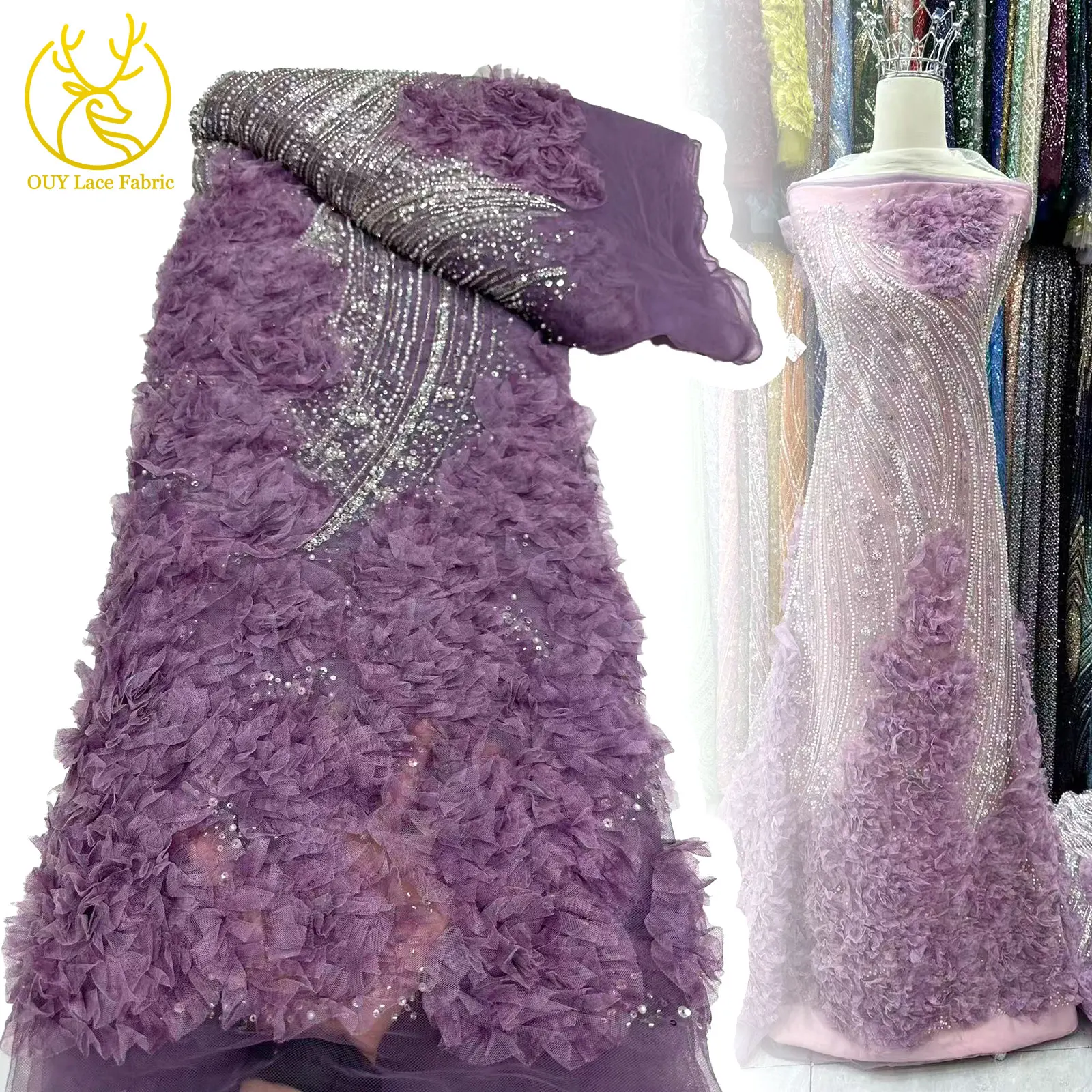 3D African Sequin Lace Fabric 5 Yards of Exquisite French Beaded Embroidered Mesh Lace Ideal for Party Dresses and Wedding Gowns
3D African Sequin Lace Fabric 5 Yards of Exquisite French Beaded Embroidered Mesh Lace Ideal for Party Dresses and Wedding Gowns