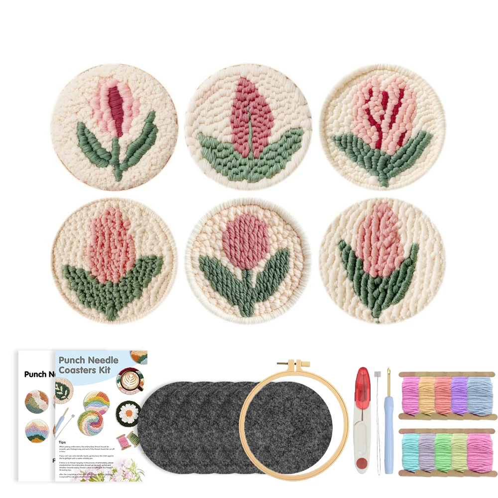 Floral Embroidery Punch Needle Coaster Kit Cross Stitch 3D Embroidery Kit for Beginners Crafts Supplies For Adults Home Decor
Floral Embroidery Punch Needle Coaster Kit Cross Stitch 3D Embroidery Kit for Beginners Crafts Supplies For Adults Home Decor