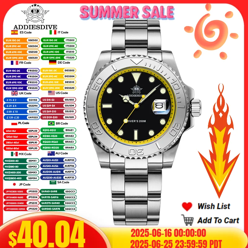 ADDIESDIVE AD2040 Fashion Mens Watches 200m Waterproof BGW9 Super Luminous Montre Homme 316L Stainless Steel Quartz Watch
ADDIESDIVE AD2040 Fashion Mens Watches 200m Waterproof BGW9 Super Luminous Montre Homme 316L Stainless Steel Quartz Watch