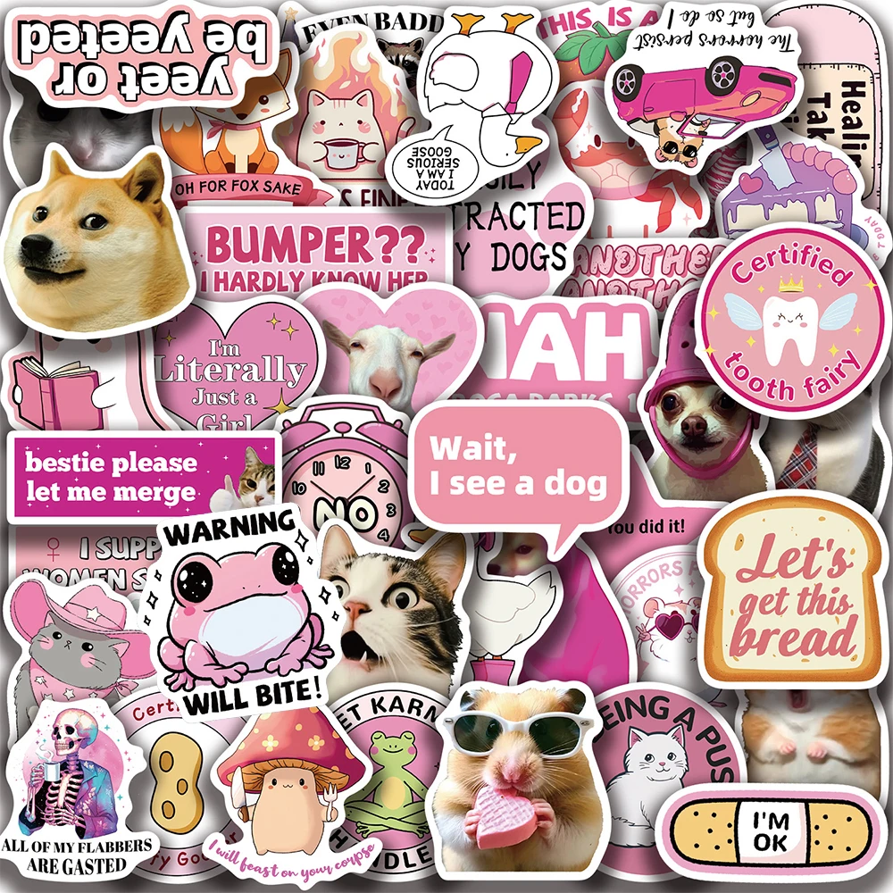 10/30/50pcs Pink Funny Cartoon Stickers Animal MEME Inspirational Phrases Decals Motorcycle Suitcase Notebook Cute Sticker Decor
10/30/50pcs Pink Funny Cartoon Stickers Animal MEME Inspirational Phrases Decals Motorcycle Suitcase Notebook Cute Sticker Decor