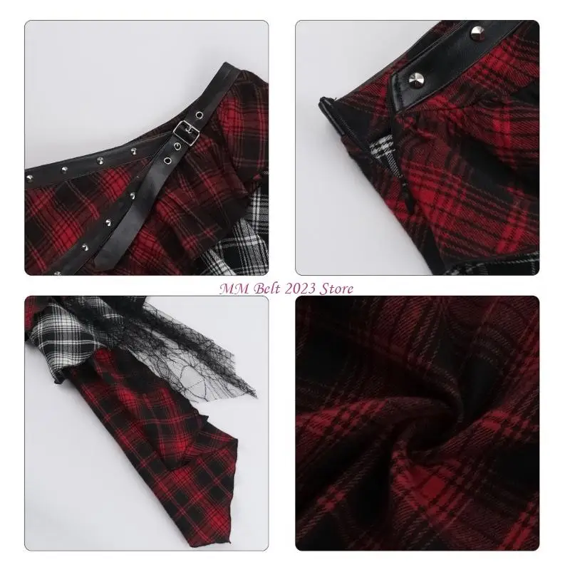 49ME Женская готическая панк-люверсы с поясом и многоуровневым рюшом в клетку с высокой талией, мини-юбка трапециевидной формы
49ME Женская готическая панк-люверсы с поясом и многоуровневым рюшом в клетку с высокой талией, мини-юбка трапециевидной формы