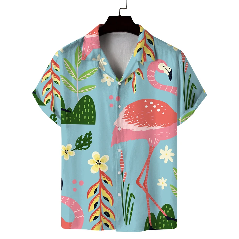 Men's summer Cuban collar short-sleeved shirt with summer style flamingo print men's shirt comfortable, breathable and versatile
Men's summer Cuban collar short-sleeved shirt with summer style flamingo print men's shirt comfortable, breathable and versatile
