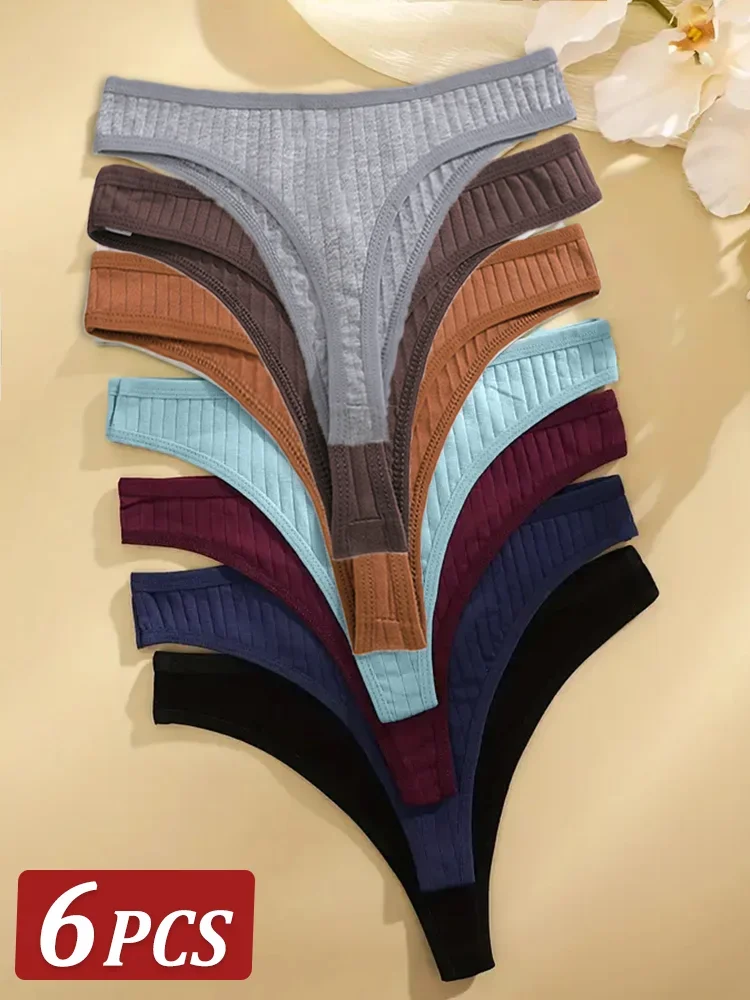 6Pcs/Set Women Cotton Thongs Panties Female Ribbed Low Rise G-String Ladies Sexy Bikini 7 Solid Color Girl Soft S-XL Intimates
6Pcs/Set Women Cotton Thongs Panties Female Ribbed Low Rise G-String Ladies Sexy Bikini 7 Solid Color Girl Soft S-XL Intimates