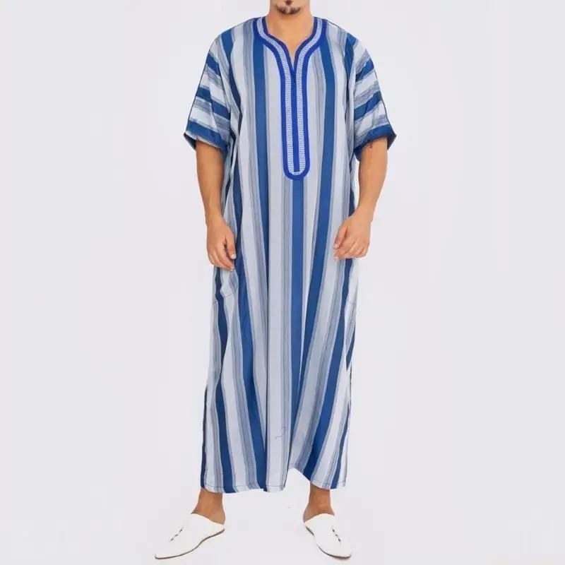 31BF Men Short Sleeves Muslim Robe Middle East Jubba Thobe Saudi Arab Striped Kaftan
31BF Men Short Sleeves Muslim Robe Middle East Jubba Thobe Saudi Arab Striped Kaftan
