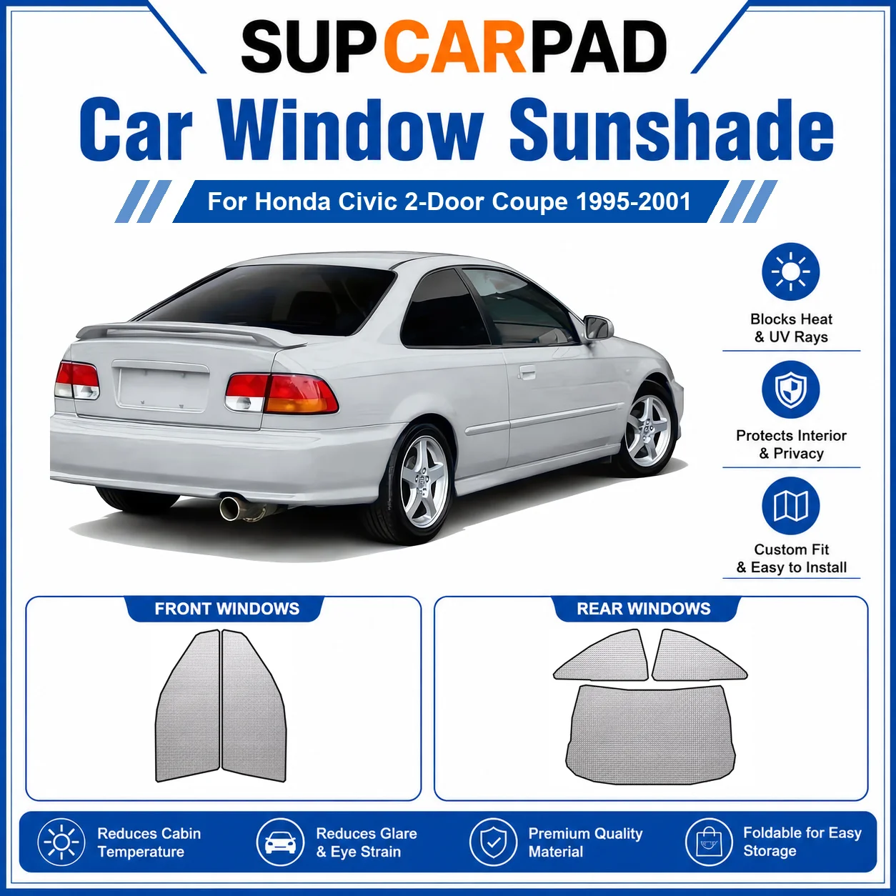 For Honda - Honda Civic 2-Door Coupe 1995-2001 Full Set Car Window Sunshades UV Block Privacy Heat Insulated Foldable Car Curtai
For Honda - Honda Civic 2-Door Coupe 1995-2001 Full Set Car Window Sunshades UV Block Privacy Heat Insulated Foldable Car Curtai