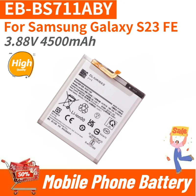 High Quality 3.88V 4500mAh EB-BS711ABY Phone Battery For Samsung Galaxy S23 FE Replacement Battery
High Quality 3.88V 4500mAh EB-BS711ABY Phone Battery For Samsung Galaxy S23 FE Replacement Battery