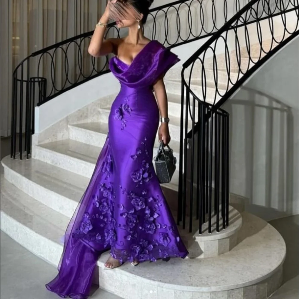 Customized Mermaid One-shoulder Satin Prom Gowns Flowers Appliques Ankle-Length Evening Dresses Backless Party Dresses
Customized Mermaid One-shoulder Satin Prom Gowns Flowers Appliques Ankle-Length Evening Dresses Backless Party Dresses
