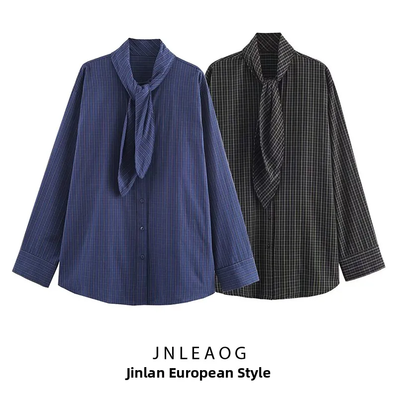 JNLEAOG Осенняя новинка: модная повседневная универсальная блузка в клетку с шарфом, женская одежда, свободная полиэстеровая рубашка с длинным рукавом для девушек
JNLEAOG Осенняя новинка: модная повседневная универсальная блузка в клетку с шарфом, женская одежда, свободная полиэстеровая рубашка с длинным рукавом для девушек