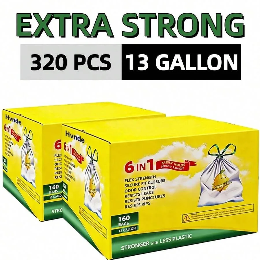 Box Of 320 Bags 13 Gallon Expandable Heavy-Duty Plastic Multipurpose Disposable Garbage Bags - Super Strong, Leak-Resistant, An
Box Of 320 Bags 13 Gallon Expandable Heavy-Duty Plastic Multipurpose Disposable Garbage Bags - Super Strong, Leak-Resistant, An