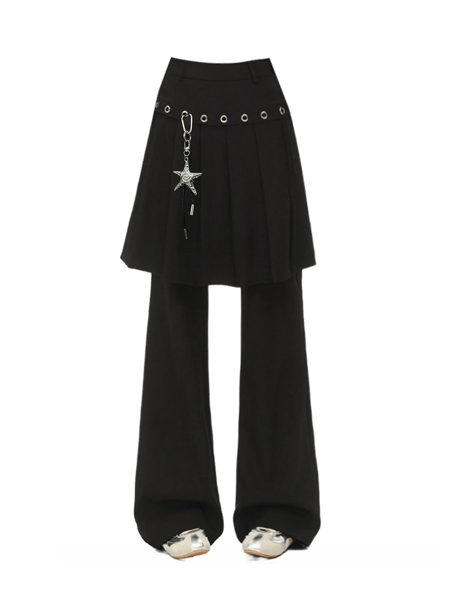 Women's Black Gothic Urban Pants Baggy Y2k Emo Pants with Skirt Harajuku Oversize Pants Japanese 2000s Style Vintage Trousers
Women's Black Gothic Urban Pants Baggy Y2k Emo Pants with Skirt Harajuku Oversize Pants Japanese 2000s Style Vintage Trousers