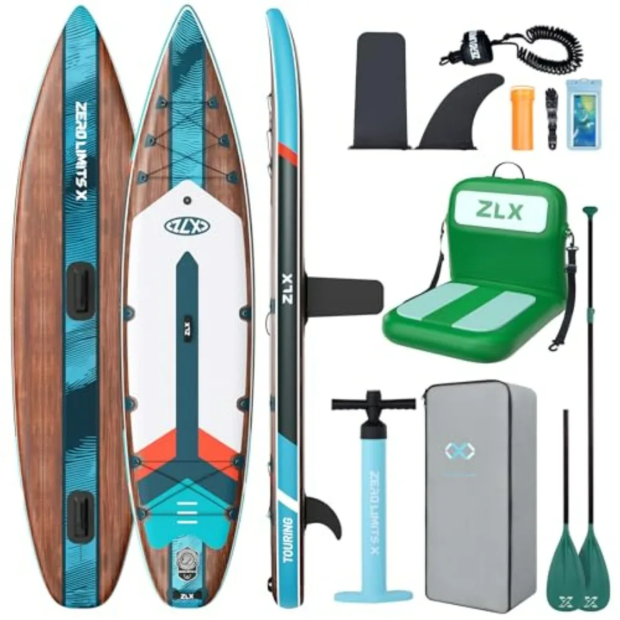 Touring SUP for long-distance use, extra wide inflatable paddle board in blue, durable PVC material, stable center fin and fast
Touring SUP for long-distance use, extra wide inflatable paddle board in blue, durable PVC material, stable center fin and fast