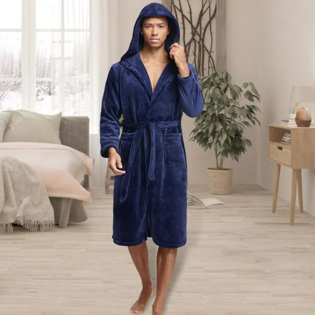 Men Hooded Loungewear Robe Men's Hooded Flannel Bathrobe with Pockets Long Sleeve Loungewear Robe for Quick-drying Comfort
Men Hooded Loungewear Robe Men's Hooded Flannel Bathrobe with Pockets Long Sleeve Loungewear Robe for Quick-drying Comfort
