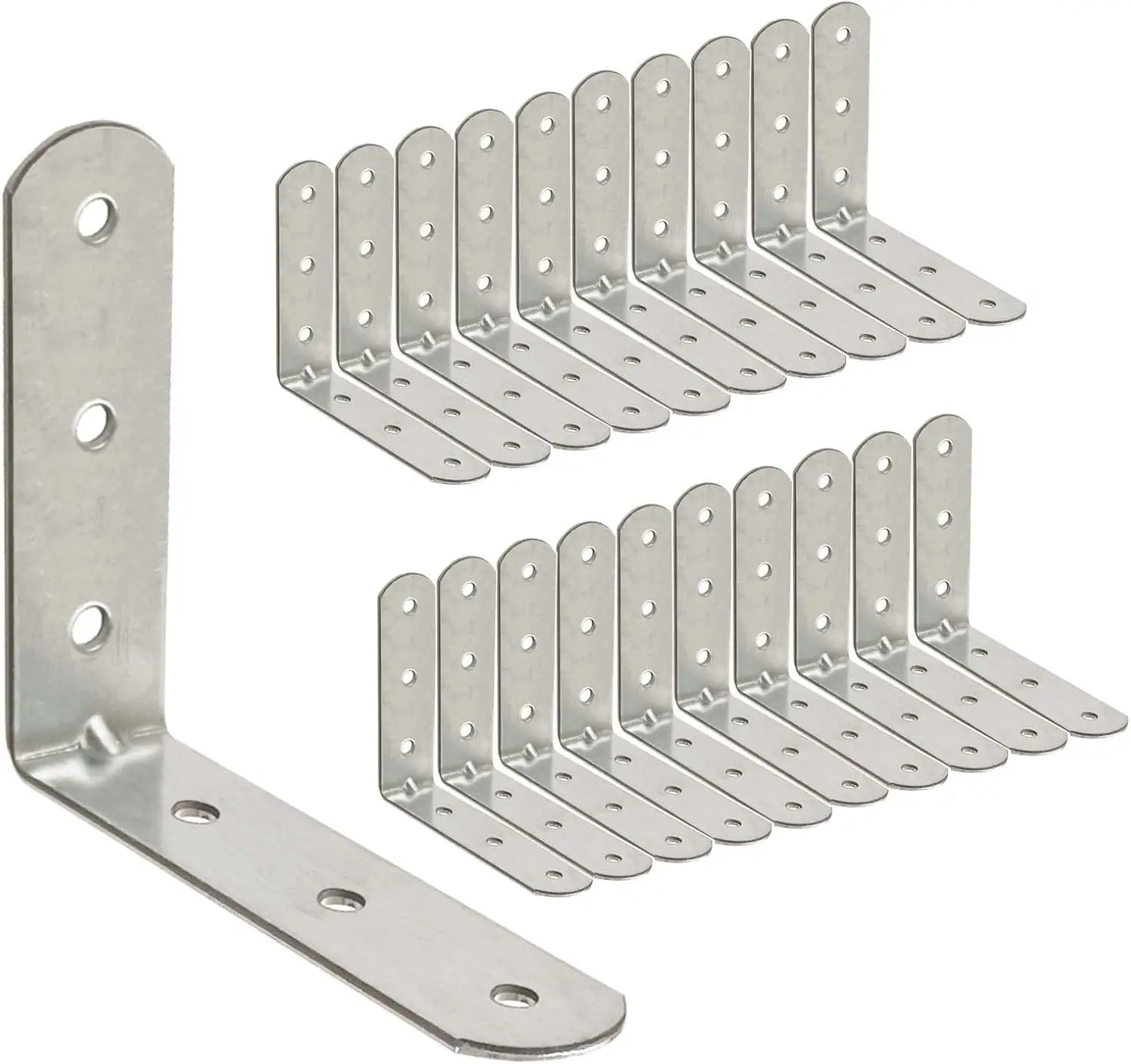 20 Pack Galvanized Angle Brackets 1.97x1.97x0.63" for Wood Metal Corner Joints with Pre-drilled Holes
20 Pack Galvanized Angle Brackets 1.97x1.97x0.63" for Wood Metal Corner Joints with Pre-drilled Holes