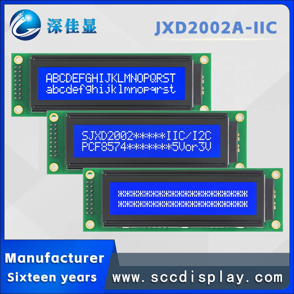 Russian language LCD 20*2 character dot matrix screen JXD2002A-IIC STN Blue Negative IIC/I2C with backlight LCM display module
Russian language LCD 20*2 character dot matrix screen JXD2002A-IIC STN Blue Negative IIC/I2C with backlight LCM display module