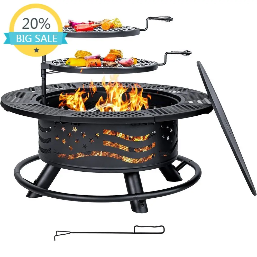 36 Outdoor Wood-Fired BBQ Grill with Two Cooking Grates and Cover, Perfect for Backyard Picnics (Black)
36 Outdoor Wood-Fired BBQ Grill with Two Cooking Grates and Cover, Perfect for Backyard Picnics (Black)
