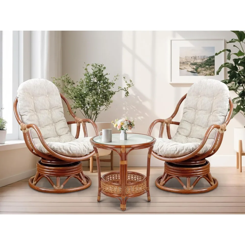 Set of 2 Bali Lounge Swivel Rocking Chairs with Cream Cushion and Pelangi Round Coffee Table Natural Rattan Wicker Handmade
Set of 2 Bali Lounge Swivel Rocking Chairs with Cream Cushion and Pelangi Round Coffee Table Natural Rattan Wicker Handmade