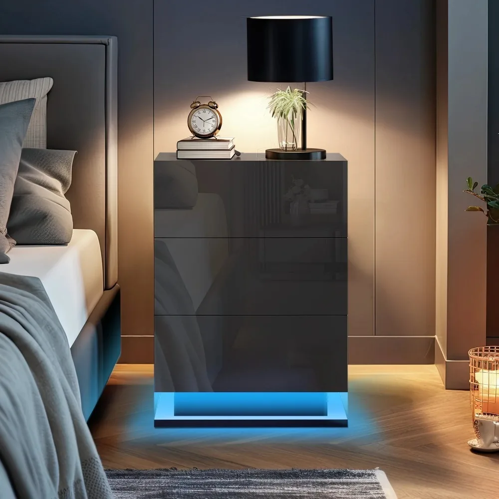 3 Drawers Modern LED Nightstand 27 High Gloss Bedside Tables Nightstand With Drawer and Adjustable LED Light for Bedroom Coffee
3 Drawers Modern LED Nightstand 27 High Gloss Bedside Tables Nightstand With Drawer and Adjustable LED Light for Bedroom Coffee