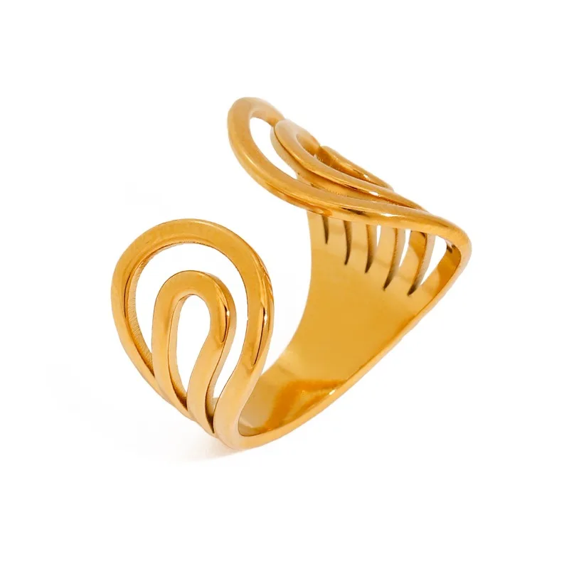 Minar 2025 New Hollow Cambered Surface Spiral Metal Adjustable Wide Cocktail Ring for Women 18K Gold PVD Plated Stainless Steel
Minar 2025 New Hollow Cambered Surface Spiral Metal Adjustable Wide Cocktail Ring for Women 18K Gold PVD Plated Stainless Steel