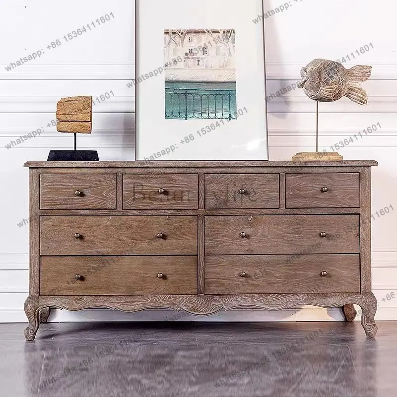 American rural solid wood chest simple French weathering old antique chest side cabinet
American rural solid wood chest simple French weathering old antique chest side cabinet