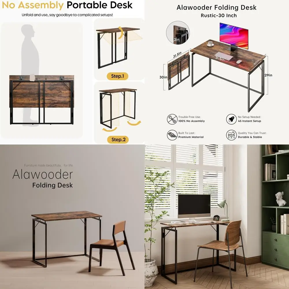 Compact 31.5 Folding Wood Desk for Small Spaces | Easy Setup Desk for Home Office, Writing, and Study
Compact 31.5 Folding Wood Desk for Small Spaces | Easy Setup Desk for Home Office, Writing, and Study