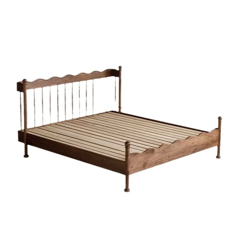 Nordic solid wood bed, simple and retro, Japanese master bedroom, double black walnut soft bed
Nordic solid wood bed, simple and retro, Japanese master bedroom, double black walnut soft bed