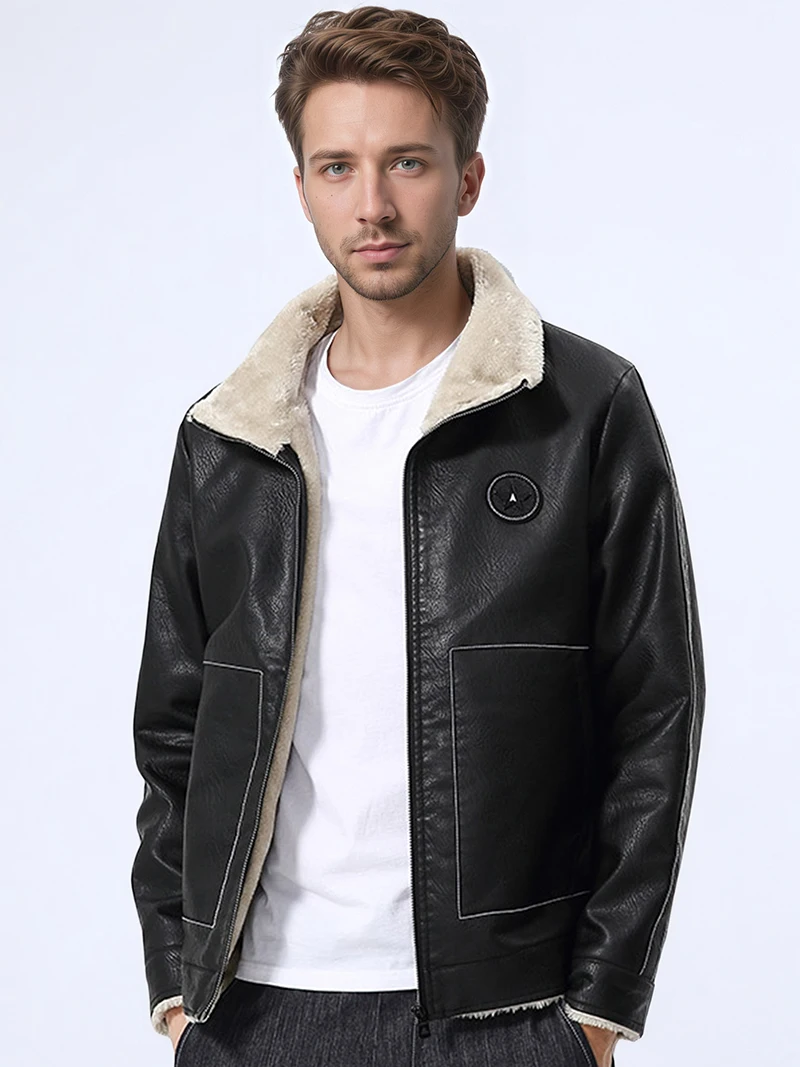 Vintage Black Leather Jacket for Men Winter Faux Fur Collar Windproof Warm Coat Men's Luxury Clothing Brand Men's Leather Jacket
Vintage Black Leather Jacket for Men Winter Faux Fur Collar Windproof Warm Coat Men's Luxury Clothing Brand Men's Leather Jacket