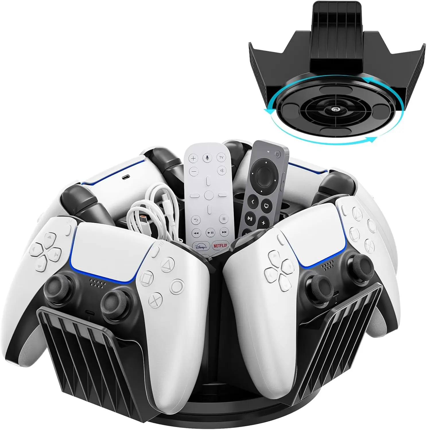 360° Rotating Controller Organizer for Desktop, Universal Stand for 4 Controllers, Storage Box for Gamer Accessories
360° Rotating Controller Organizer for Desktop, Universal Stand for 4 Controllers, Storage Box for Gamer Accessories