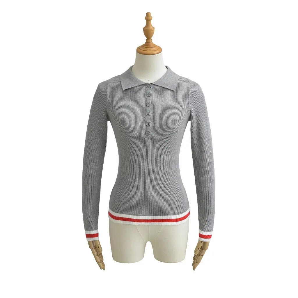 Women's Korean-style Contrast Color Stitching Sweater Slim-fit Button Long-sleeved Polo Lapel Design for Autumn Winter
Women's Korean-style Contrast Color Stitching Sweater Slim-fit Button Long-sleeved Polo Lapel Design for Autumn Winter