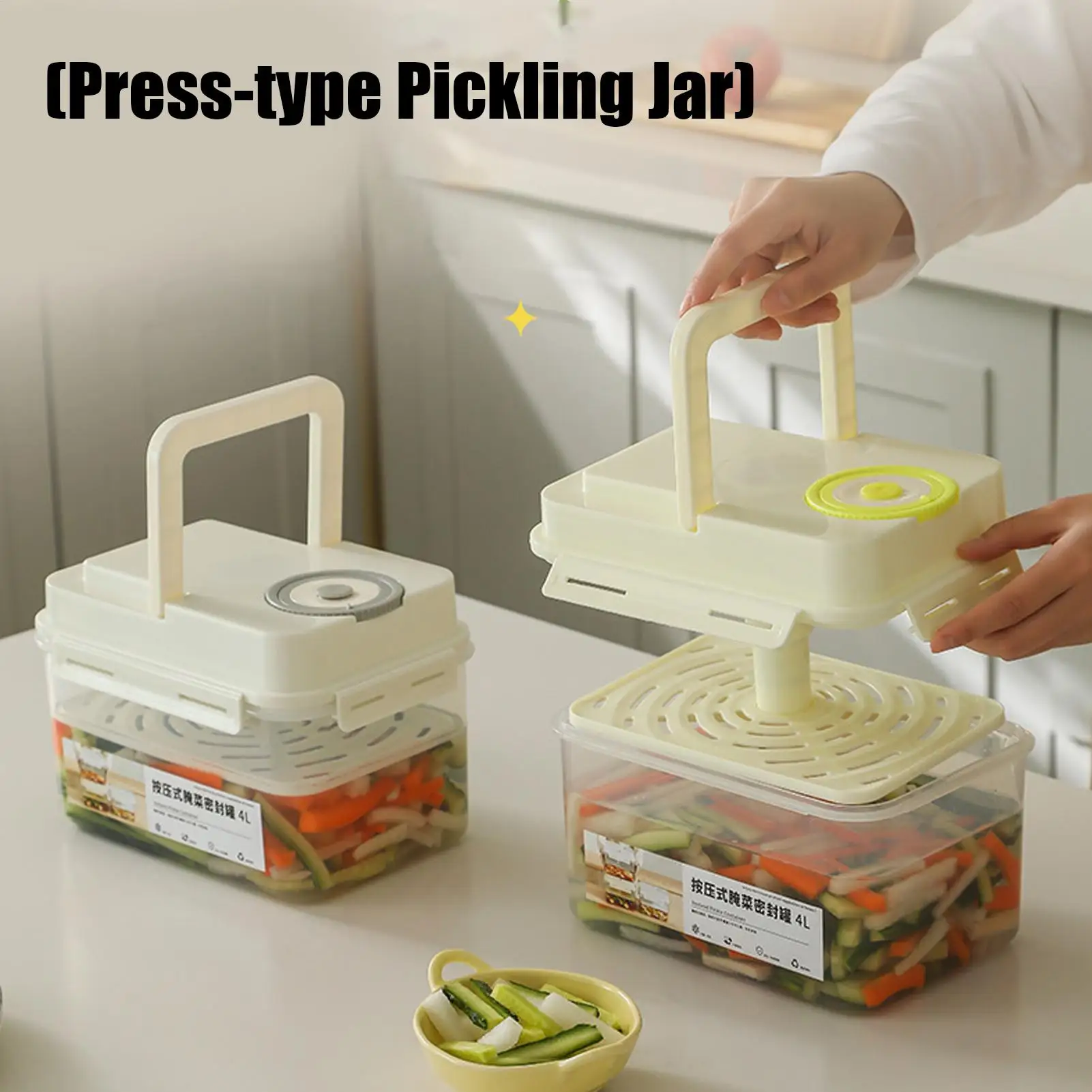 4L Press-Type Korean Airtight Pickle Container, Pickling Storage Box for Camping Picnic Home Kitchen Pantry Refrigerator
4L Press-Type Korean Airtight Pickle Container, Pickling Storage Box for Camping Picnic Home Kitchen Pantry Refrigerator