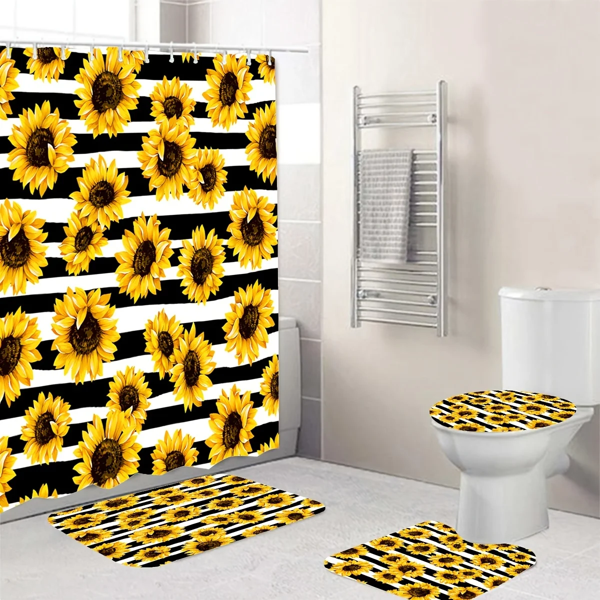 1pc Sunflower Waterproof Shower Curtain And Blanket Modern Home Bathroom Decor, Shower Curtain With Blanket And Toilet Cover
1pc Sunflower Waterproof Shower Curtain And Blanket Modern Home Bathroom Decor, Shower Curtain With Blanket And Toilet Cover