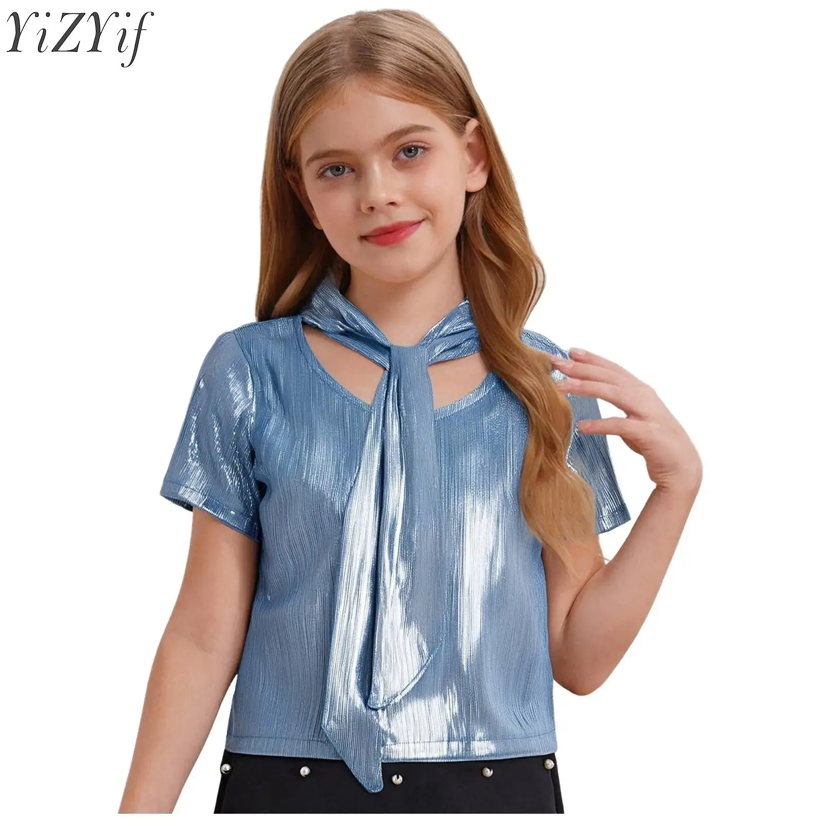 Kids Boys Girls Metallic Shiny T-shirts Tops Stretchy Bright Blouse Dancewear Sparkly Jazz Hip Hop Modern Dance Tops Performance
Kids Boys Girls Metallic Shiny T-shirts Tops Stretchy Bright Blouse Dancewear Sparkly Jazz Hip Hop Modern Dance Tops Performance