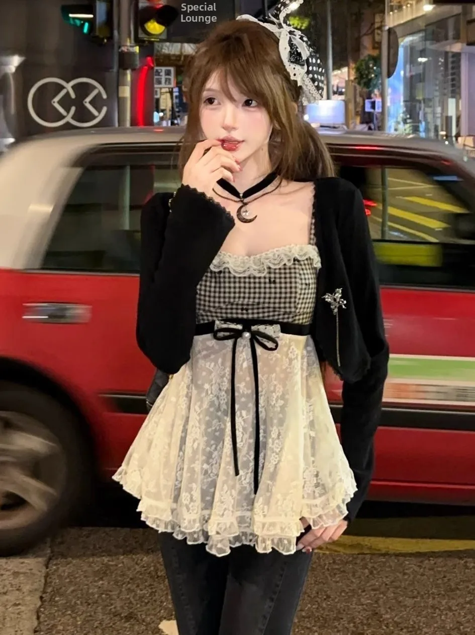 plus Size Lace Splice Crop Top And Cardigan Slim Fit Fashion Set for plus Size Women Long Sleeve Commute Style Autumn Wear
plus Size Lace Splice Crop Top And Cardigan Slim Fit Fashion Set for plus Size Women Long Sleeve Commute Style Autumn Wear