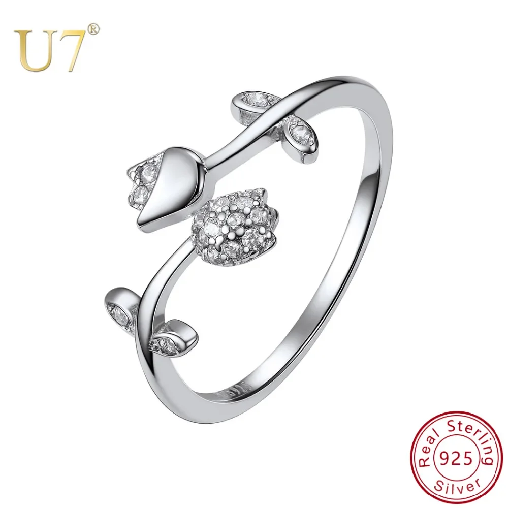 U7 925 Sterling Silver CZ Rose Open Ring Cuff for Women Engagement Wedding Lover's Gift Adjustable Elegant Jewelry QC24
U7 925 Sterling Silver CZ Rose Open Ring Cuff for Women Engagement Wedding Lover's Gift Adjustable Elegant Jewelry QC24