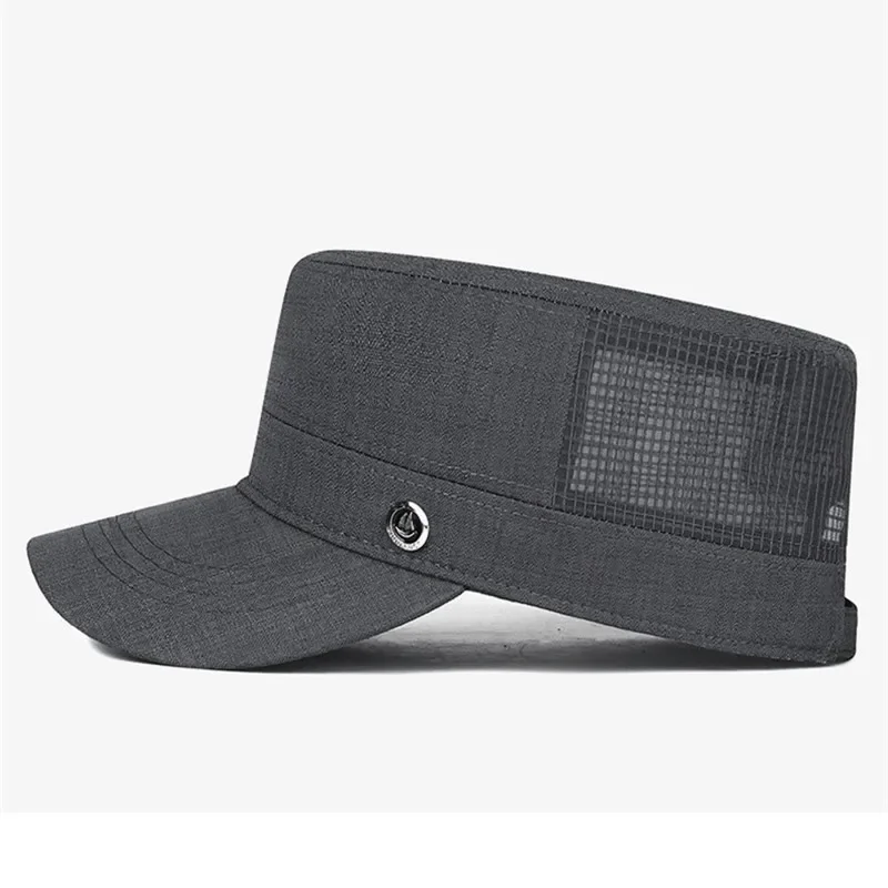 New Summer Mesh Breathable Flat Top Caps For Men Simple Retro Fashion Military Hats Sunscreen Thin Mesh Fishing Hat Snapback Cap
New Summer Mesh Breathable Flat Top Caps For Men Simple Retro Fashion Military Hats Sunscreen Thin Mesh Fishing Hat Snapback Cap
