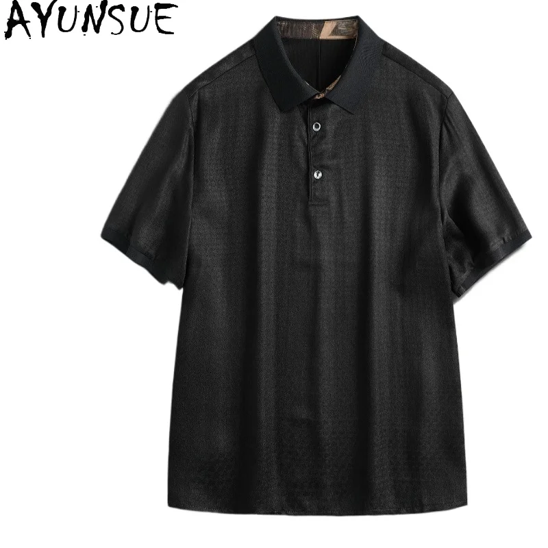 AYUNSUE Luxury Watered Gauze Polo Shirts Man 100% Real Mulberry Silk Jacquard Polo T Shirts for Men Short Sleeve Polo Shirt 2026
AYUNSUE Luxury Watered Gauze Polo Shirts Man 100% Real Mulberry Silk Jacquard Polo T Shirts for Men Short Sleeve Polo Shirt 2026