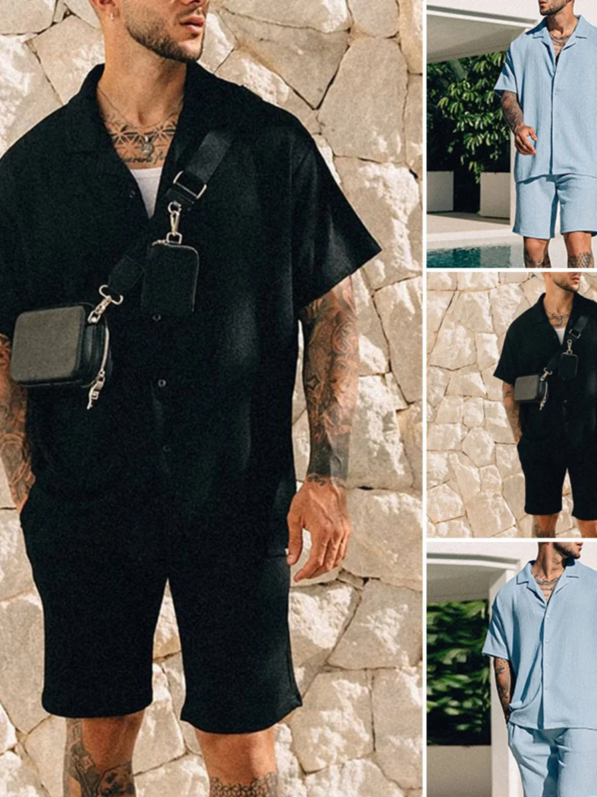 Textured Short Sleeve Shirt And Shorts Set Summer Hawaiian Shorts Casual Sportswear Polyester Fabric plus Size Men's Suit
Textured Short Sleeve Shirt And Shorts Set Summer Hawaiian Shorts Casual Sportswear Polyester Fabric plus Size Men's Suit